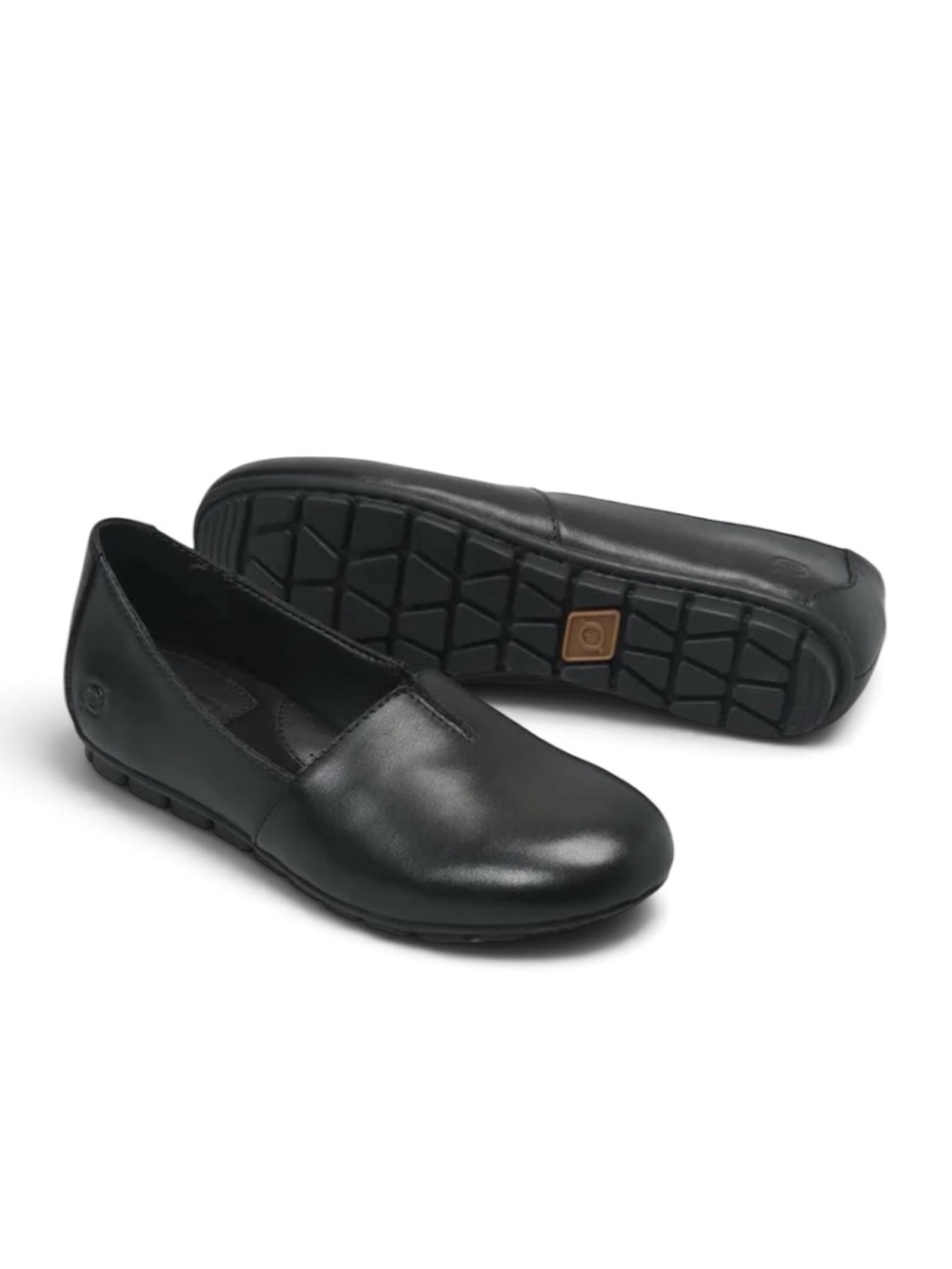 Børn Sebra Full Grain Leather Notched Vamp Flat Loafer in Black Sz 7.5
